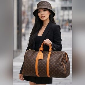 AUTHENTIC LOUIS VUITTON KEEPALL 45 DUFFLE TRAVEL HANDBAG MONOGRAM SP0950